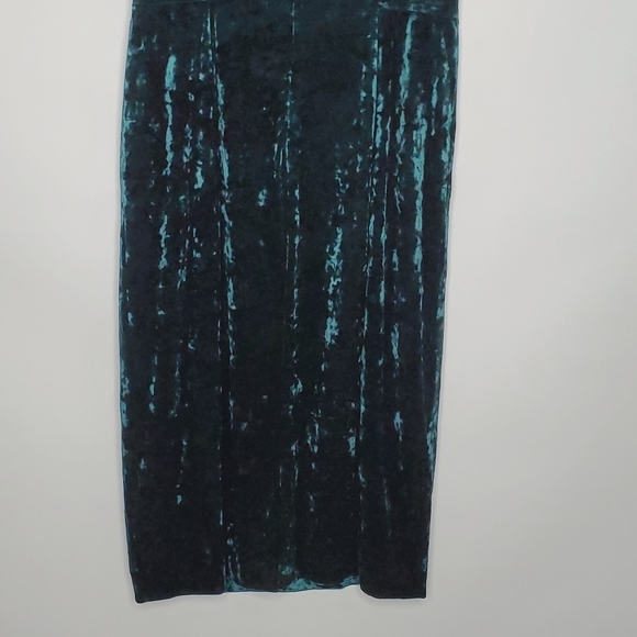 Maggy London Crushed Velvet Midi Dress Size 10 Green Stretch Velour Party - Picture 3 of 15